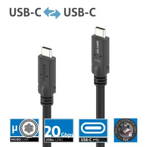 PureLink Purelnstall MicroX4 PI6600-050 mikro-koaksjalny kabel USB-C USB4 Gen2x2 20Gbps 240W E-marker 5,0m 