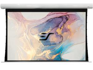 Elite Screens Saker Tab Tension SKT100XHW-E12 MaxWhite FG, 222 x 125cm 16:9 czarny top 30cm, 16:9, biała kaseta ekran elektryczny z napinaczami